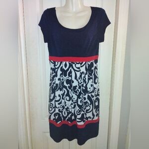 Enfocus Studio Blue and White Scoop Neck Sundress